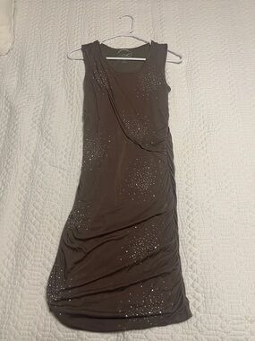 INC International Concepts Brown Sleeveless Maxi Dress with Rhinestone Sparkle